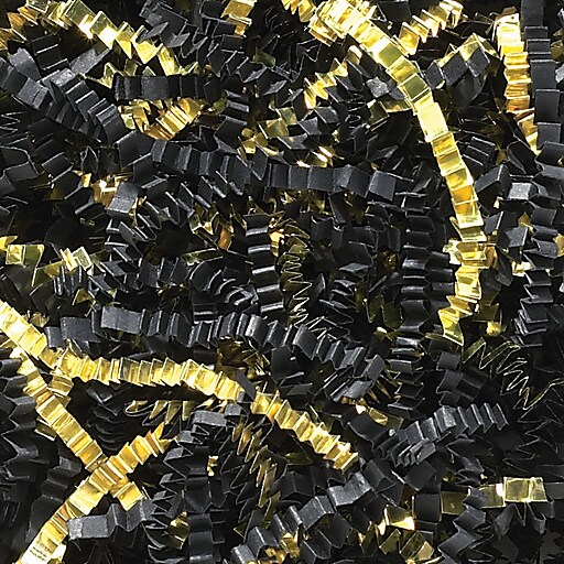 BOX 10 lbs. Crinkle Paper, Black and Gold Metallic Blend