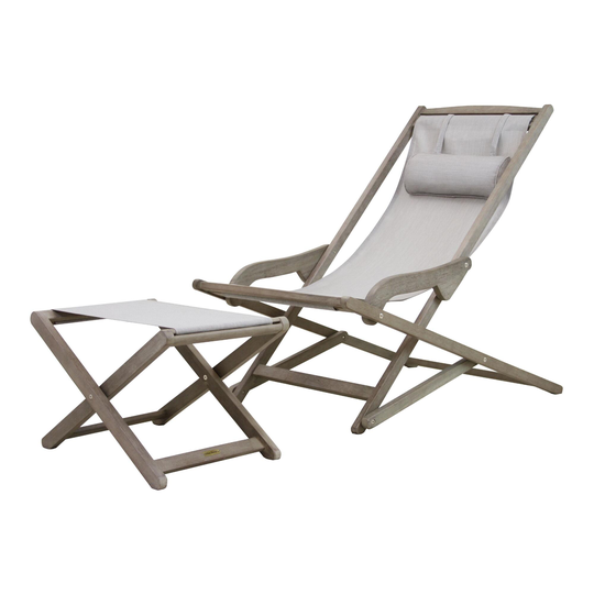 Gray Eucalyptus Sling Yesenia Outdoor Patio Chair With Ottoman - Fabric by World Market