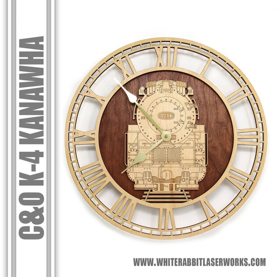 Railroad Train Clock, Chesapeake & Ohio C&o K4 2716 Kanawha Steam Locomotive, Gift, Railroadiana