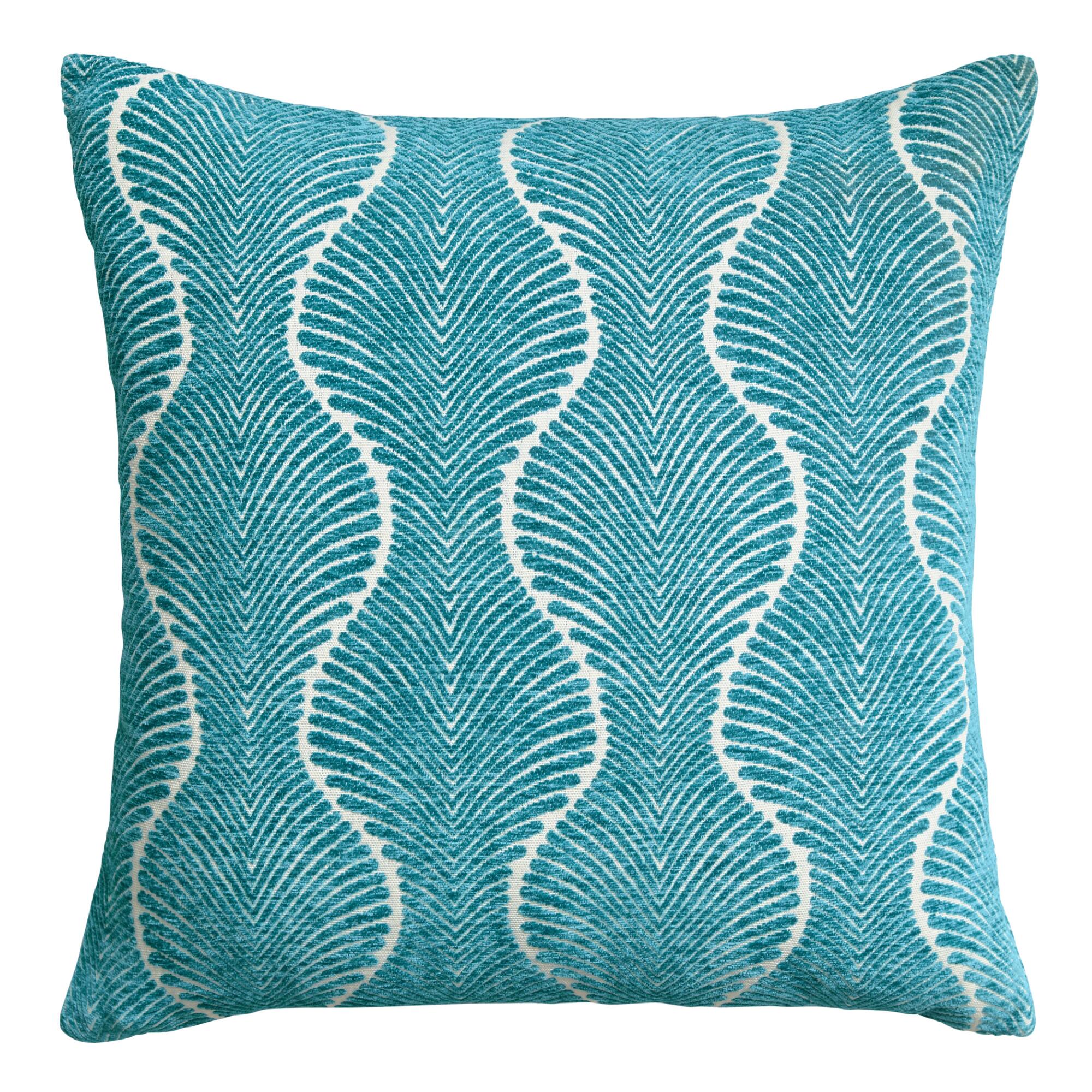 Teal Ogee Jacquard Throw Pillow by World Market
