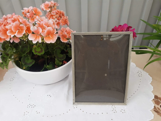 Silver Photo Frame With Convex Glass. Danish Vintage 1970S
