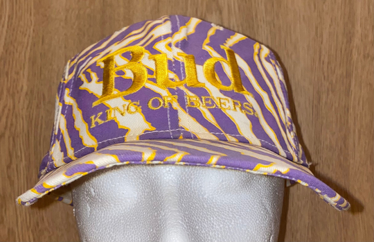Budweiser Bud King Of Beers Zebra Print Zubaz Snapback Hat Cap Made in Usa