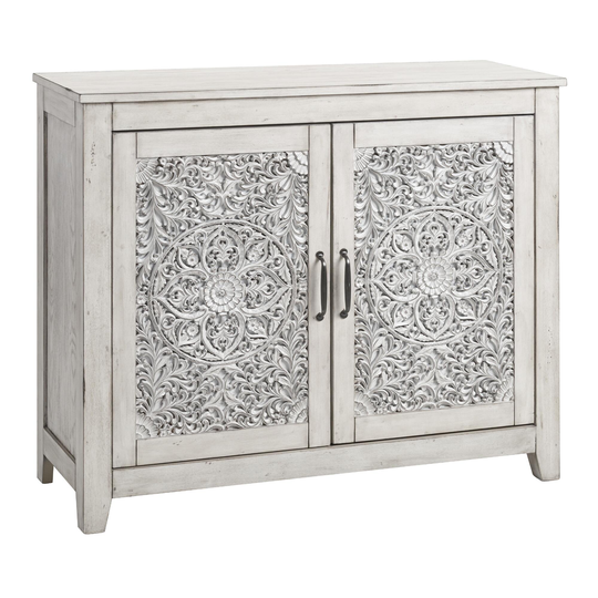 Small Gray Carved Mahogany Verena Storage Cabinet - Wood by World Market