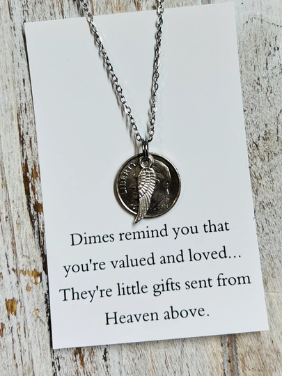 Dime Necklace Dimes From Heaven Memorial Necklace Gift Jewelry Sympathy