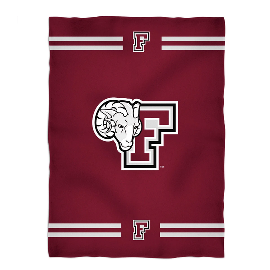 Fordham Rams Vive La Fete Game Day Soft Premium Fleece Maroon Throw Blanket 40" X 58" Logo & Stripes