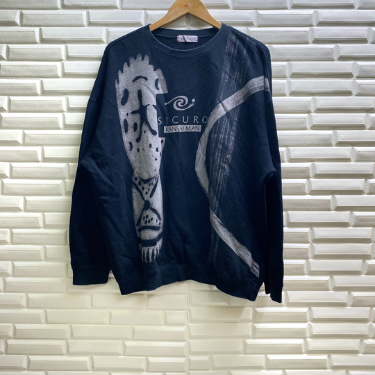 Vintage Kansai Sicuro Yamamoto Designer Japanese Style Design Jumper Pullover Brand Sweatshirt Crewneck Black Large