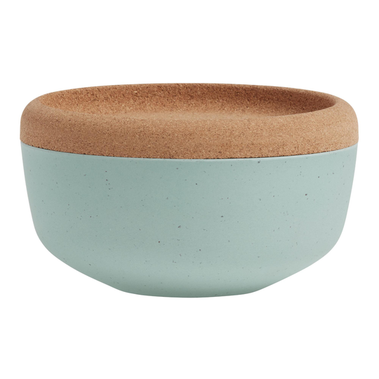 Blue Bamboo Fiber and Coffee Grounds Bowl with Cork Lid by World Market