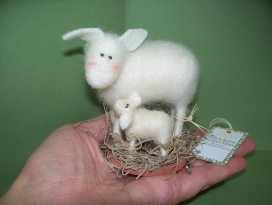 Love Ewe Mom Wool Felted Sheep & Lamb Figurine