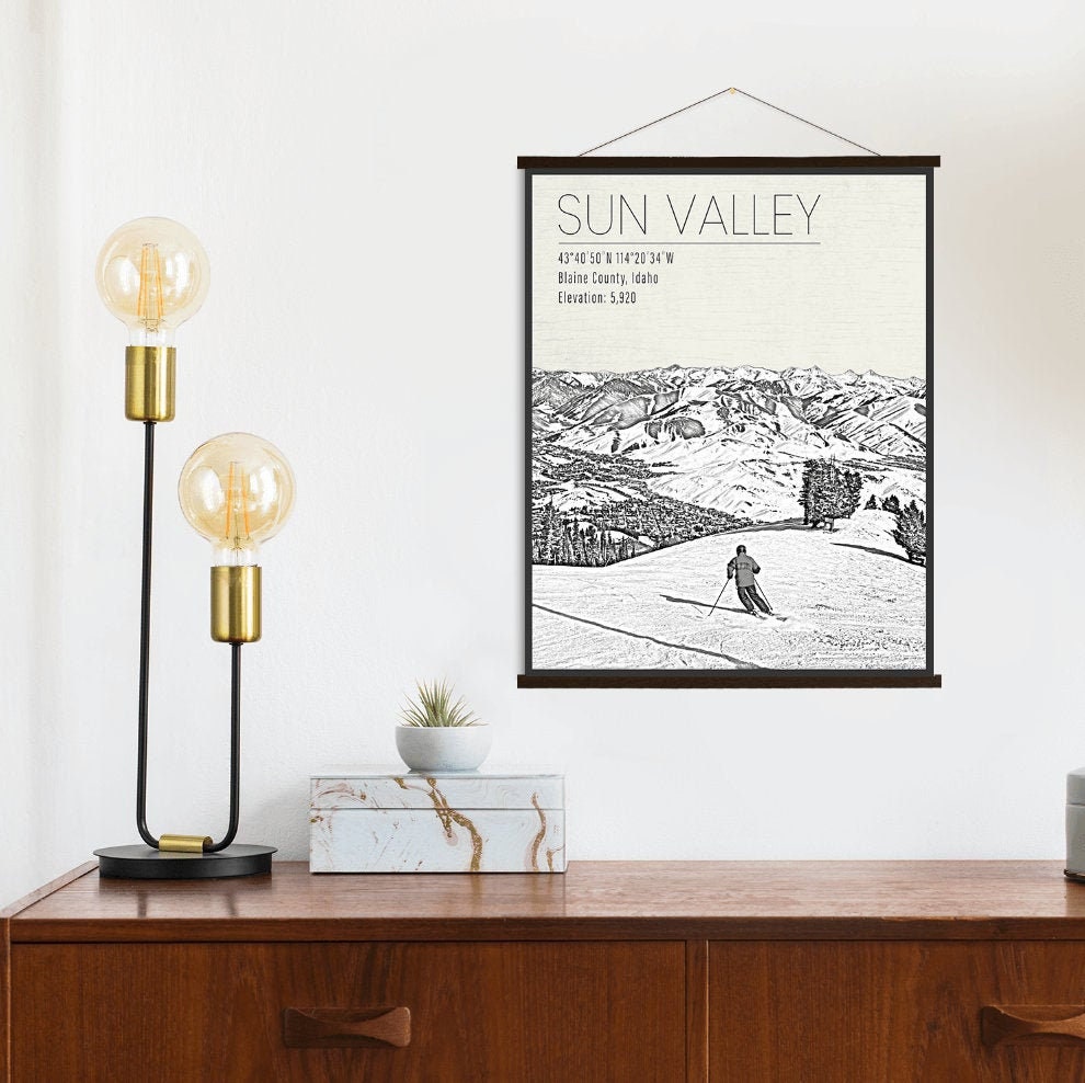 Sun Valley Idaho Ski Resort Print | Hanging Canvas Of Printed Marketplace