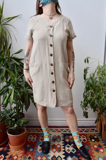 Soft Linen Blend Shirt Dress