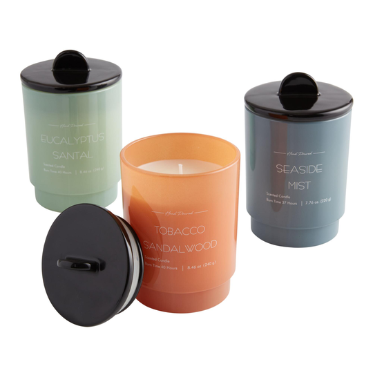 Glass Pedestal and Ceramic Lid Scented Candle: Pink/Purple - Scented Wax by World Market