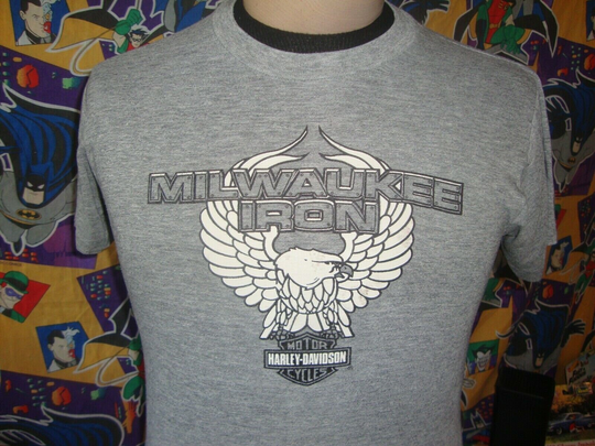 Vintage 80S Harley Davidson Motorcycle Milwaukee Iron Rayon Tri Blend T Shirt M