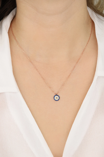 Classic, Stone Evil Eye Bead Silver Necklace
