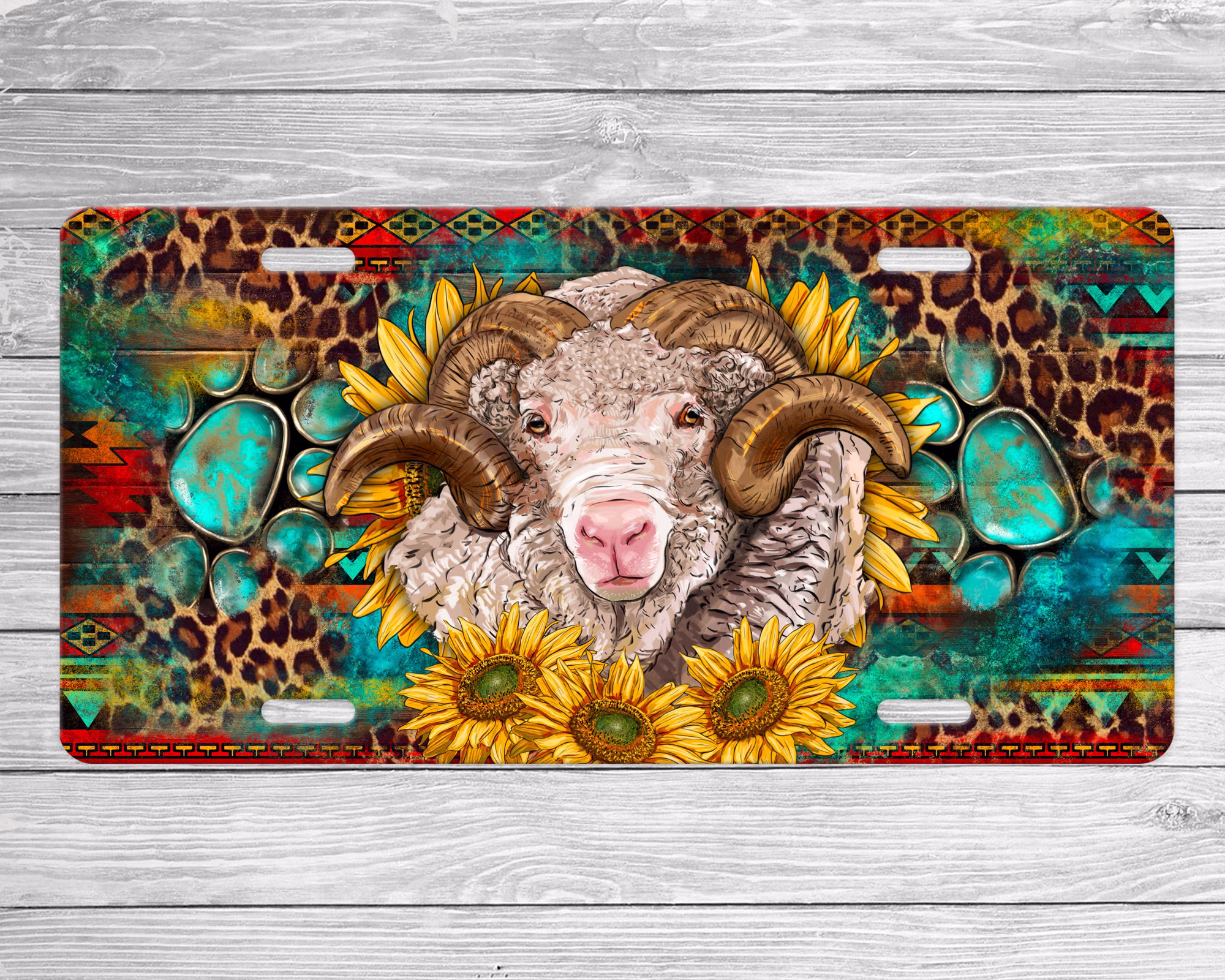 Metal Sheep License Plate - Farm Plates Front Ram Vanity Tag Gift For Lover Sign
