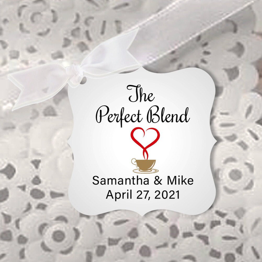 The Perfect Blend Favor Tags, Coffee Bean Wedding Tag, Bridal Shower Personalized