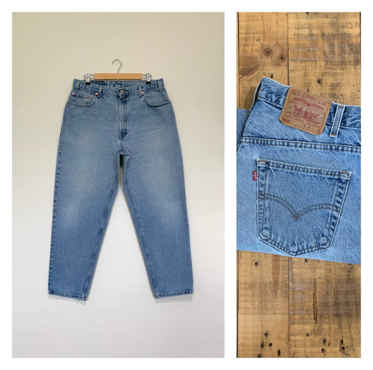 35/36" Levis High Waisted Jeans Tapered/560 90S Vintage Waist Leg Size 36"