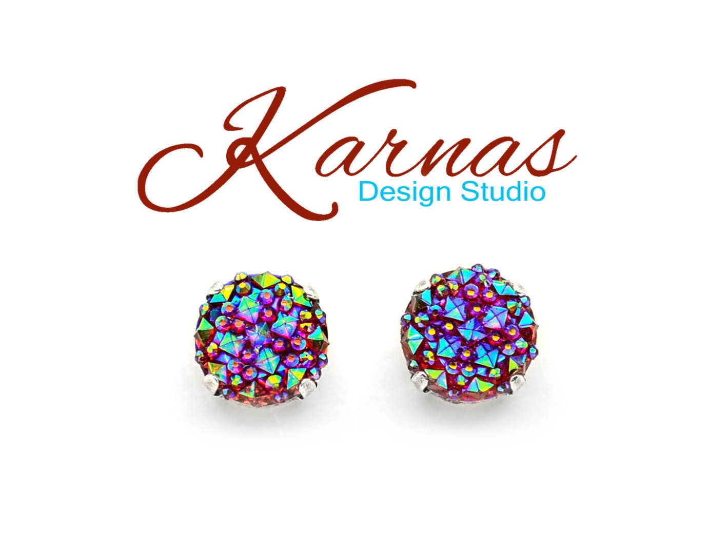 Prima Donna 12mm Stud Or Drop Earrings Sparkly Faux Druzy Choose Your Finish Karnas Design Studio Free Shipping