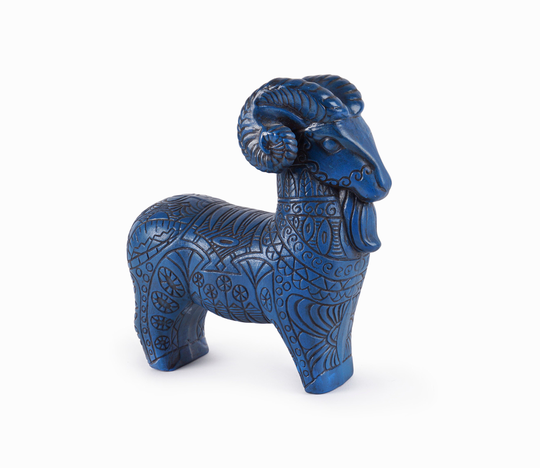 Vintage Ceramic Ram Figurine Bitossi Style Mid Century Modern
