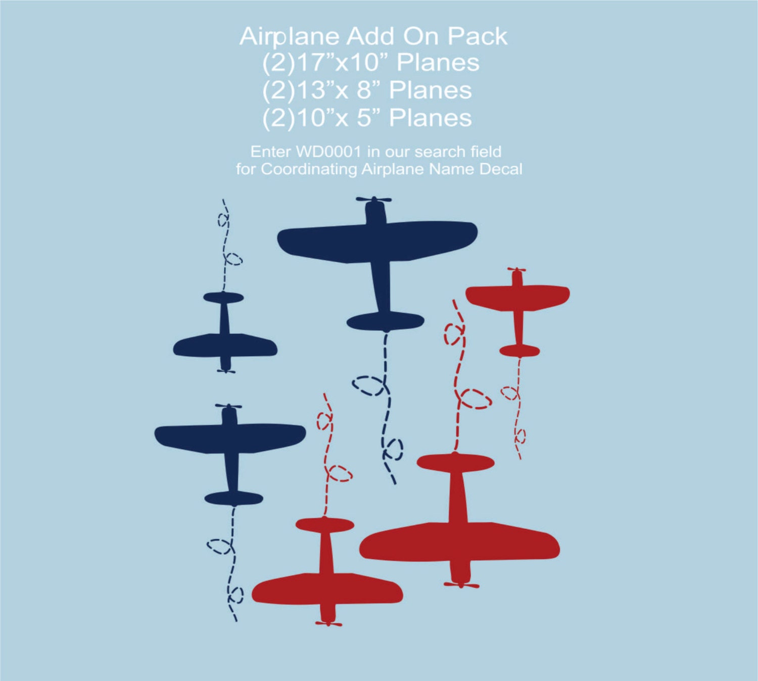 Airplane Decal Plane Pack Medium - Add-On For Initial & Name Vinyl Wall Decal