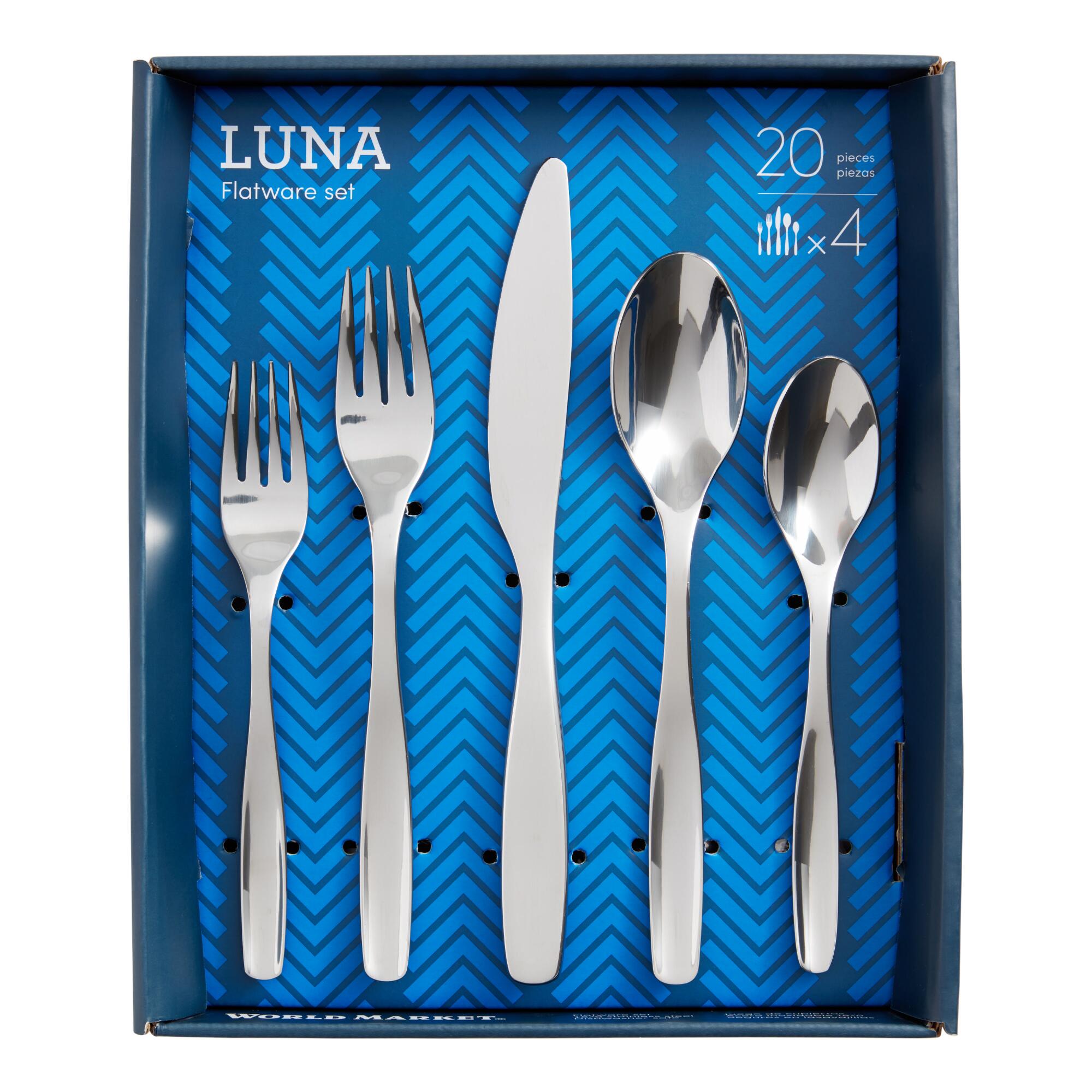 Luna Flatware 20 Piece Set - Stainless Steel by World Market