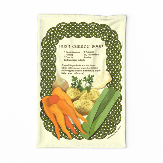 Vegetable Soup Tea Towel - Irish Carrot Recipe By Stacycreatesstuff Food Linen Cotton Canvas Spoonflower