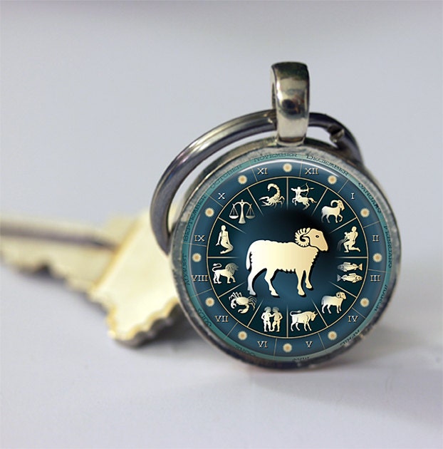 Aries Keychain Zodiac Accessories Astrological Symbol Ram March April Birthday Astrology Key Chain, Fob