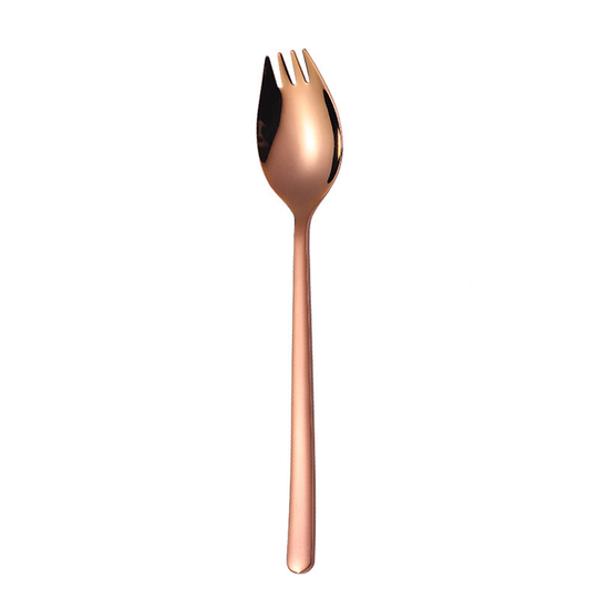 2 in 1 Multifunction Spork Spoon Fork Noodle Fruit Salad Kitchen Restaurant Tool - rose golden