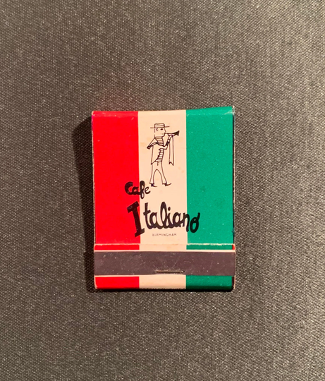 Vintage Matchbook, Cafe Italiano, Restaurant, Birmingham, Alabama, Trunco, Williams, Front Strike, with 20 Match Sticks, Free Ship Usa