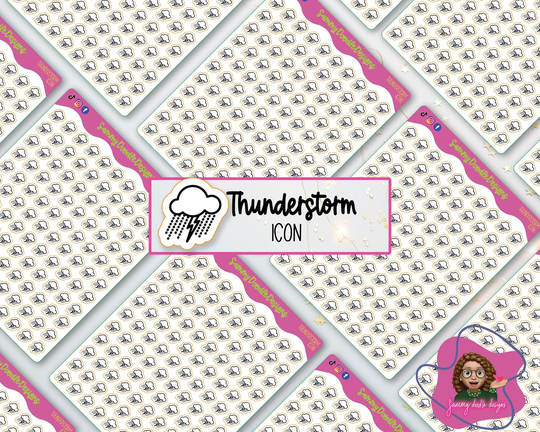Thunderstorm || Line Icons | Minimalist Planning Planner Stickers