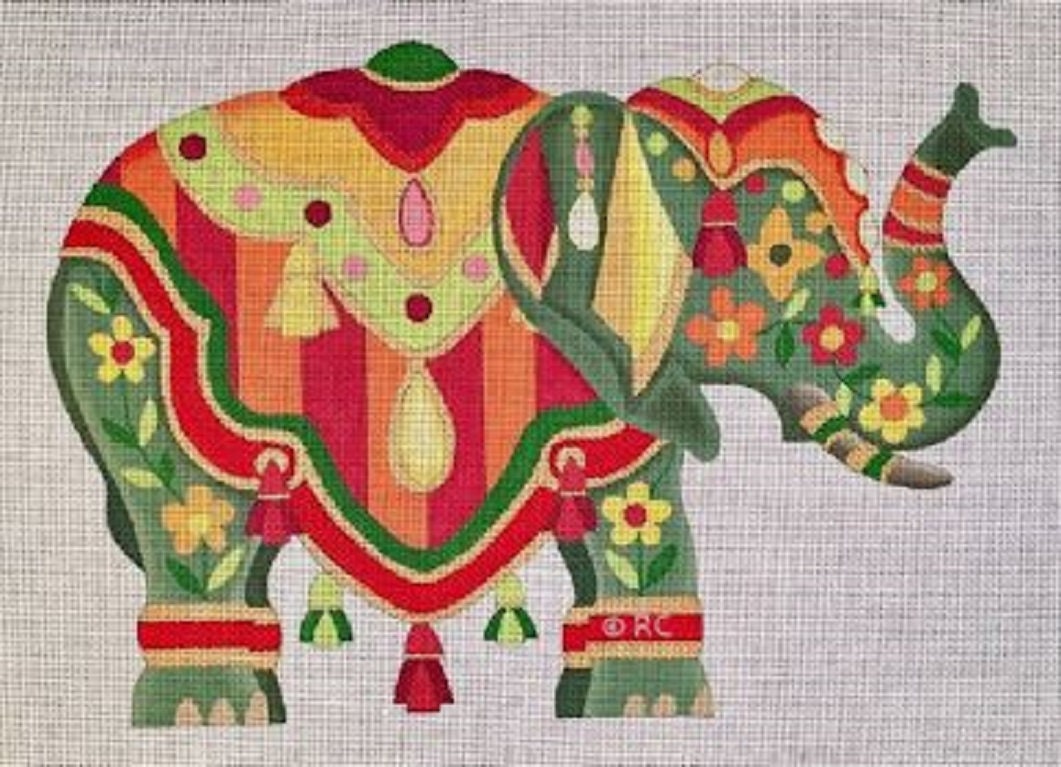 Needlepoint Handpainted Raymond Crawford Exotic Elephant #1 10x14