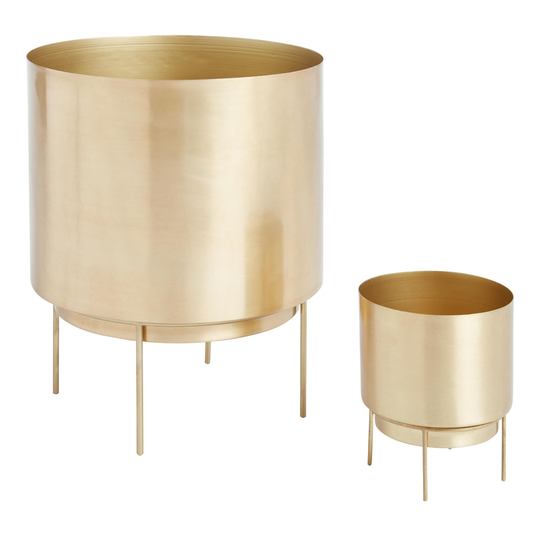 Brushed Gold Planter with Stand: Metallic/Gold by World Market