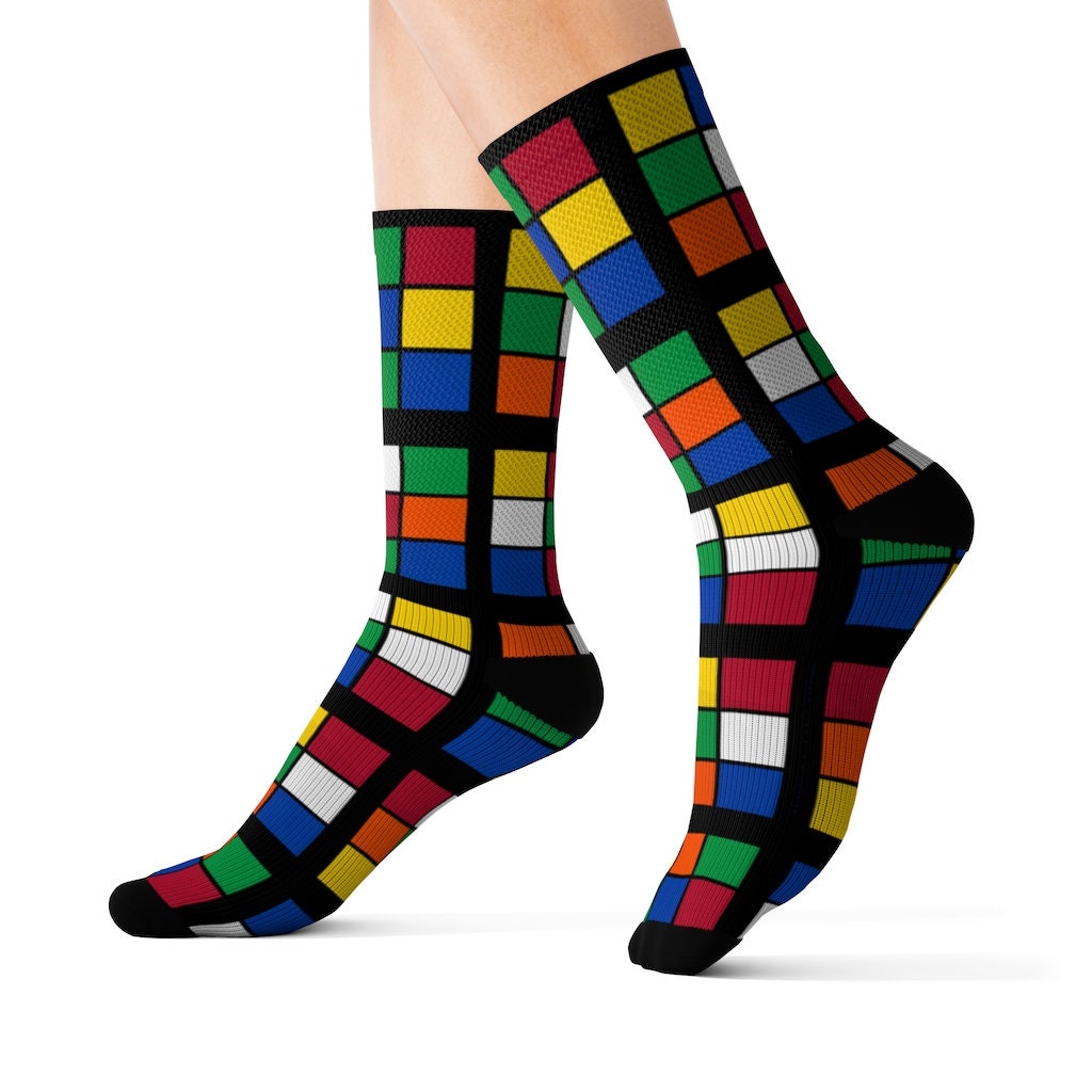Large Cubes - Rubik's Cube Socks Fun For Men, Women, Adult, Kids, Teens