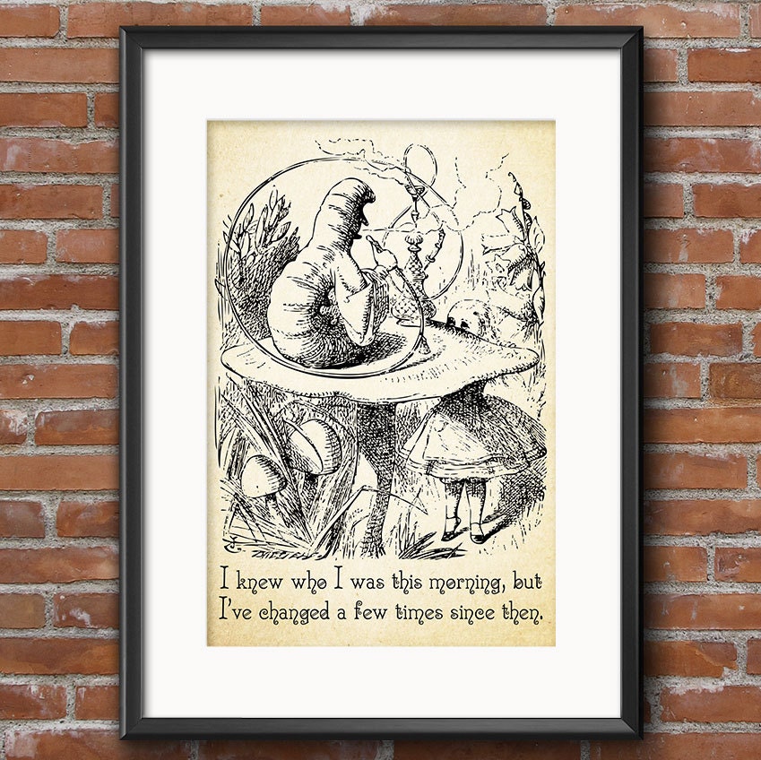 Alice in Wonderland Decorations - Large Wall Art Party Decor I Knew Who Was This Morning, But I've Changed A Few Times Since Then 0108