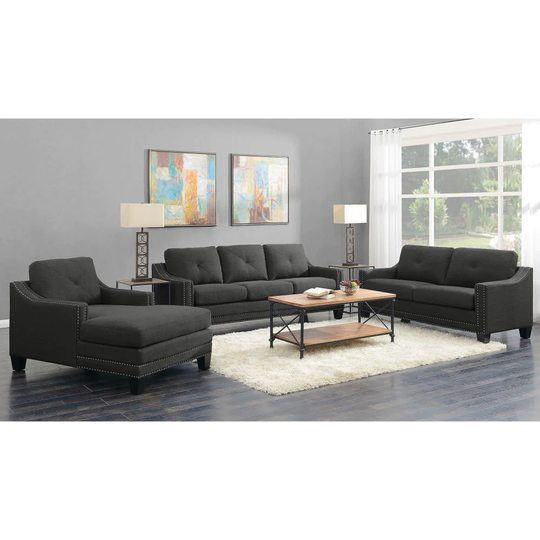 Picket House Furnishings Mauldin Modern Polyester/Polyester Blend Charcoal Living Room Set in Gray | UMO0903PC