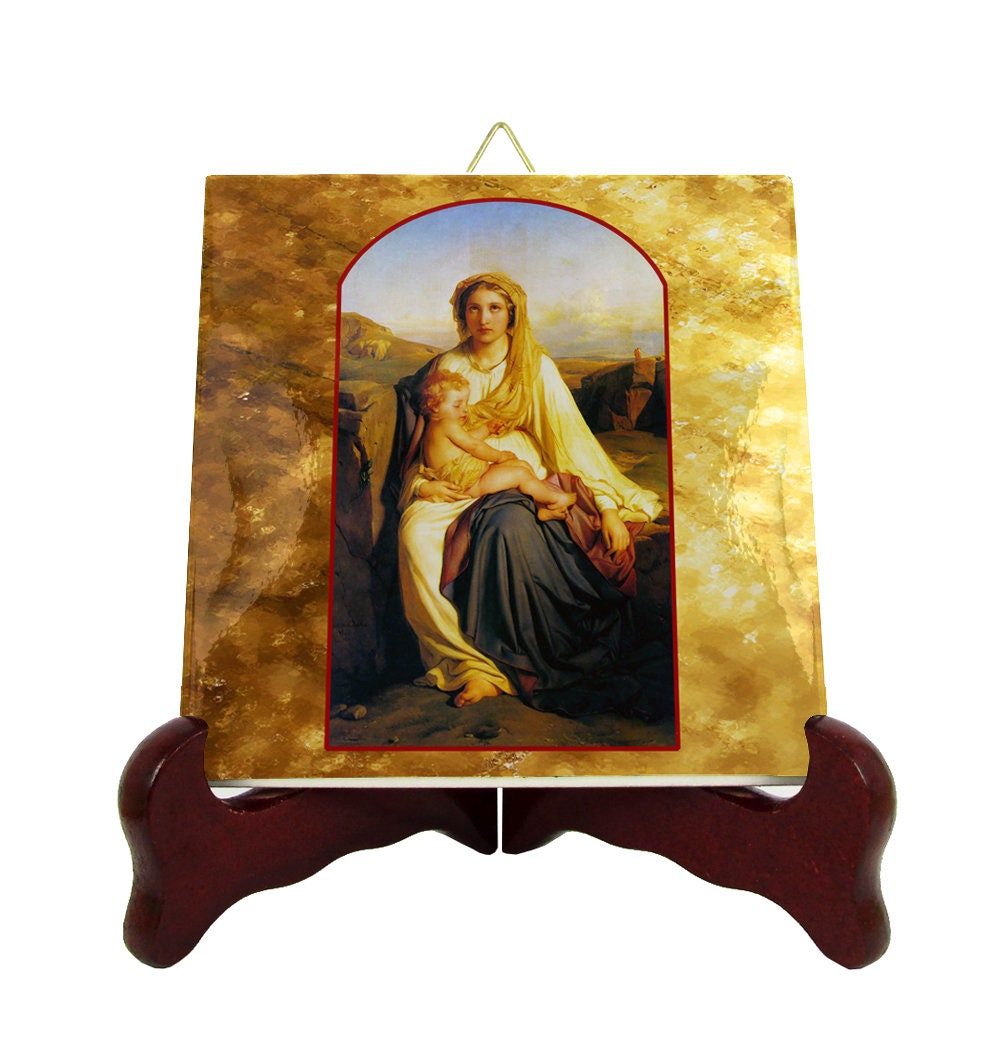 Religious Gifts - Virgin & Child By Paul Delaroche Religious Icon On Tile Catholic Art Holy Mary