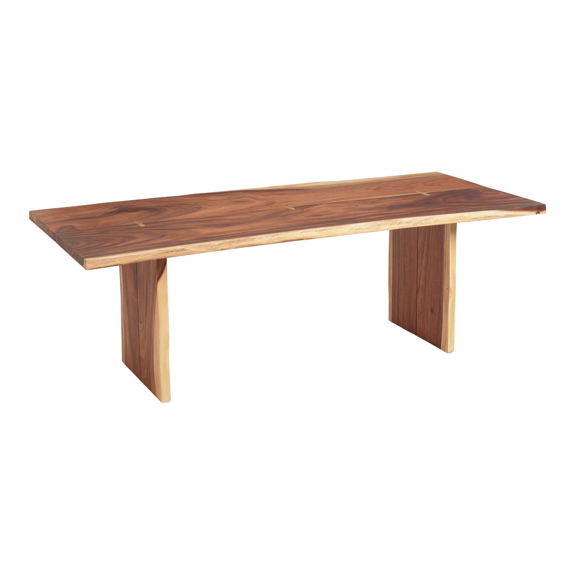Live Edge Sansur Dining Table: Brown/Metallic/Natural/Gold - Metal by World Market