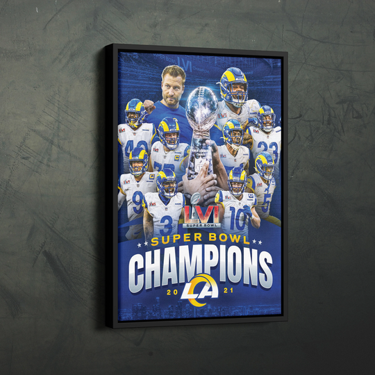 Los Angeles Rams Champions Poster Super Bowl Lvi Canvas Unique Design Wall Art Print Hand Made Ready To Hang Custom