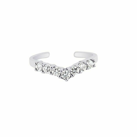 Silver Cz Chevron Toe Ring Real Sterling 925