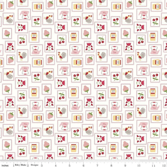 Lori Holt Cook Book Stamps Red Fabric From Riley Blake