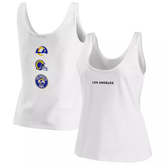 Women's WEAR by Erin Andrews White Los Angeles Rams Team Scoop Neck Tank Top, Size: Large