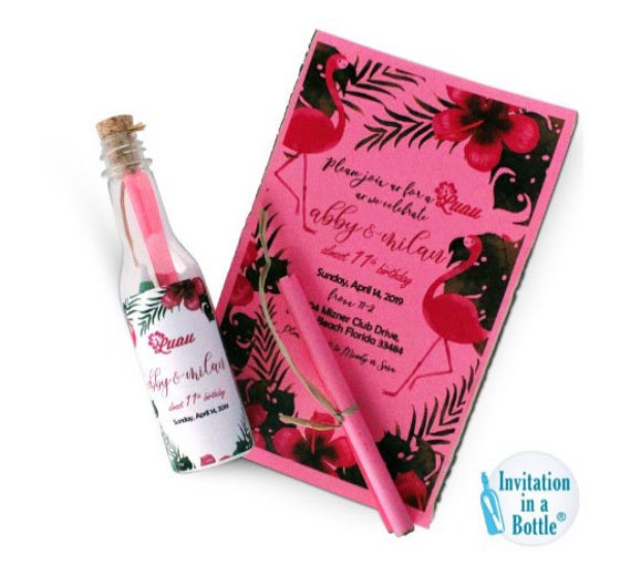 Tropical Resort Bottle, Message in A Bottle Invitations
