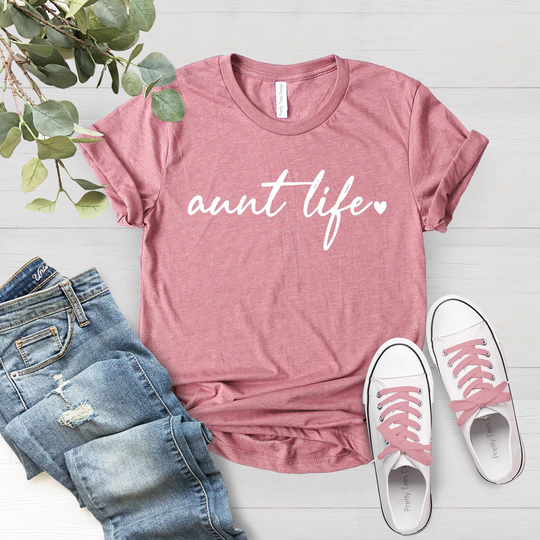 Aunt Life Script Heavy Blend Crewneck Shirt, Gift For Aunt, To Be Auntie, Sister, Mom Mothers Day Shirt