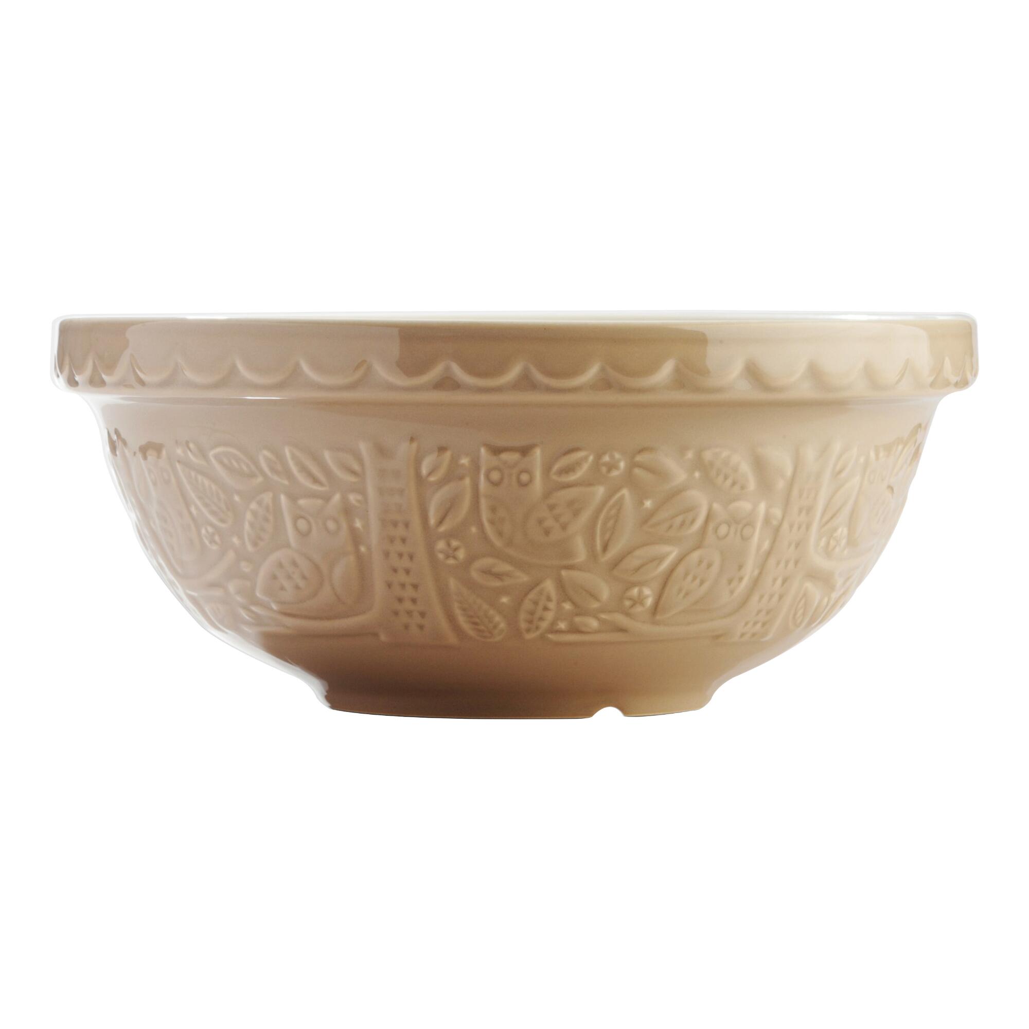 Regular Mason Cash Stone Owl Ceramic Mixing Bowl: Brown/Natural by World Market