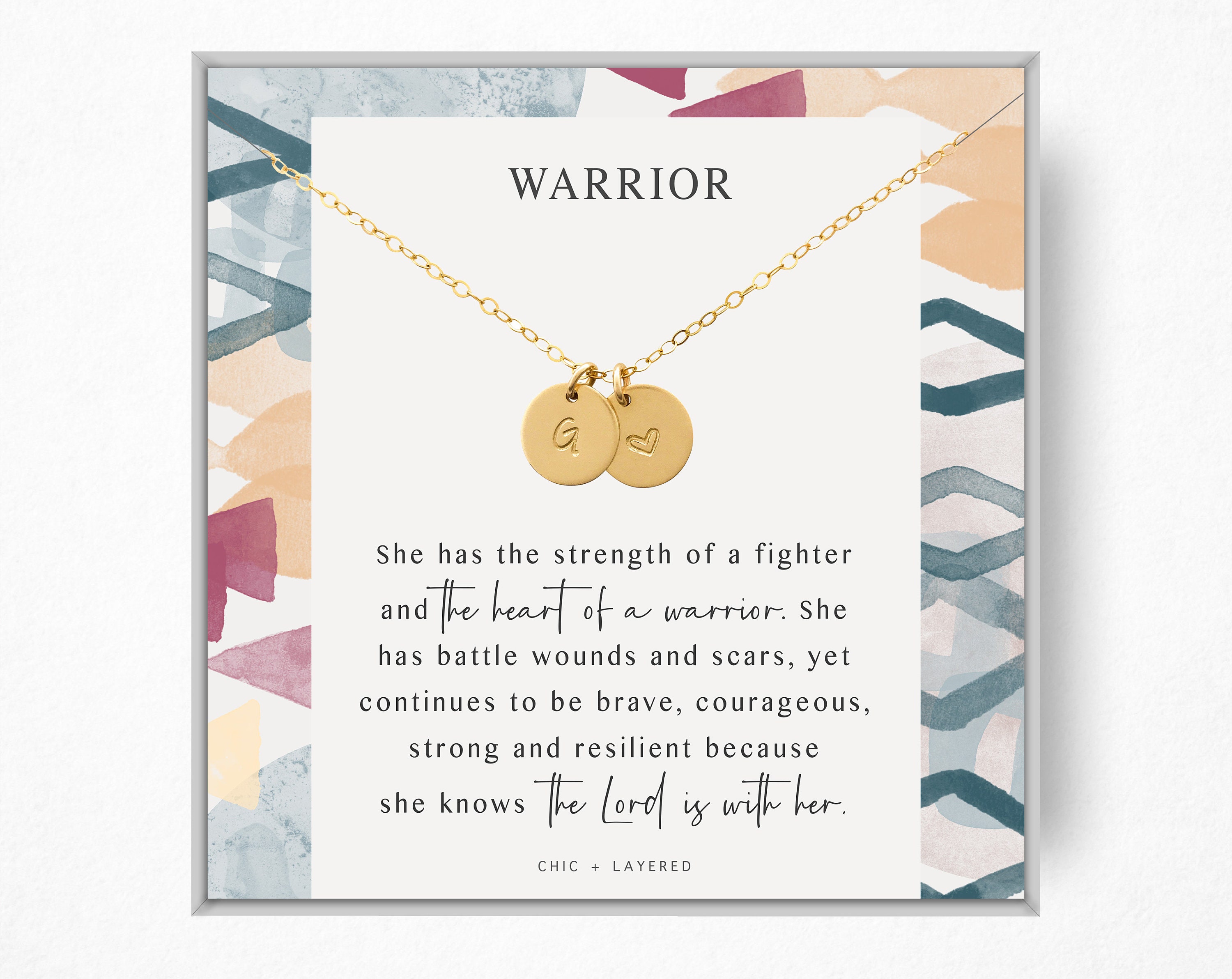 Warrior Necklace Gift For Faith, Encouragement, Wisdom, Purpose Scripture 9mm Disc 14K Gold Filled & Sterling Silver