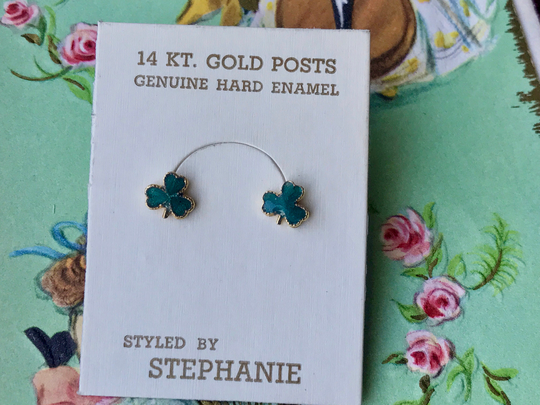 Irish Gift, 14 Kt. Clover Earrings, Pierced #1492C