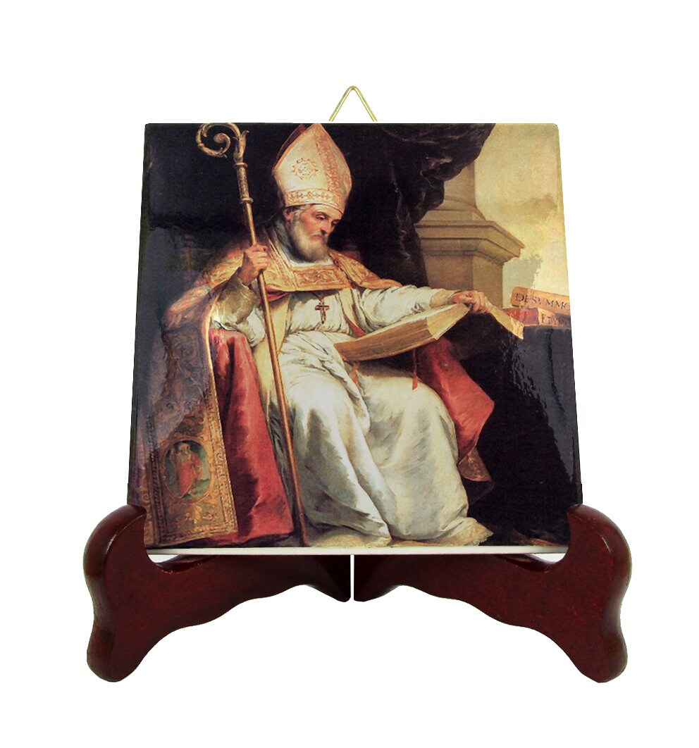 Saint Isidore Of Seville - Icon On Ceramic Tile Catholic Saints Serie St Art
