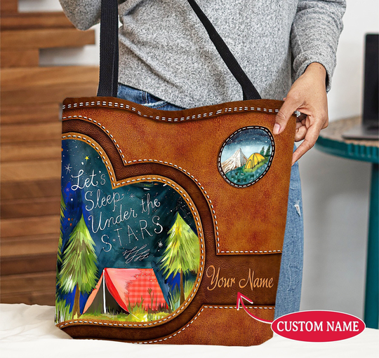 Personalized Camping Tote Bag, Gift For Campers, Camper Happy Bag, Custom Name Lover Bag Ytl23C9