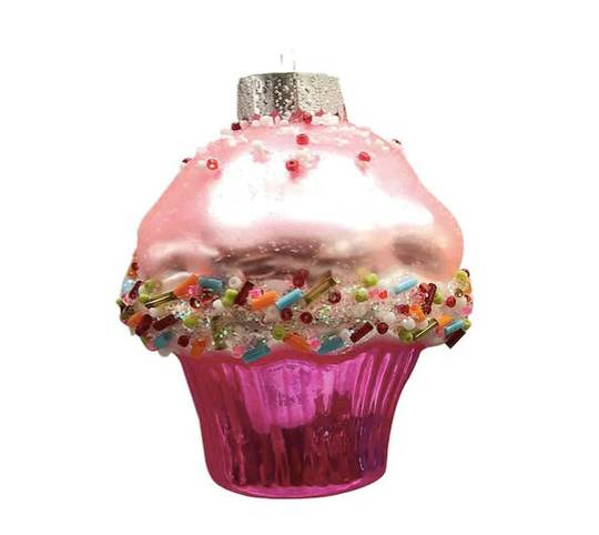 Cupcake Ornament Christmas Bakery Baker Glass