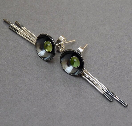 Peridot Oxidised Sterling Silver Stud Earrings. August Birthstone Made To Order