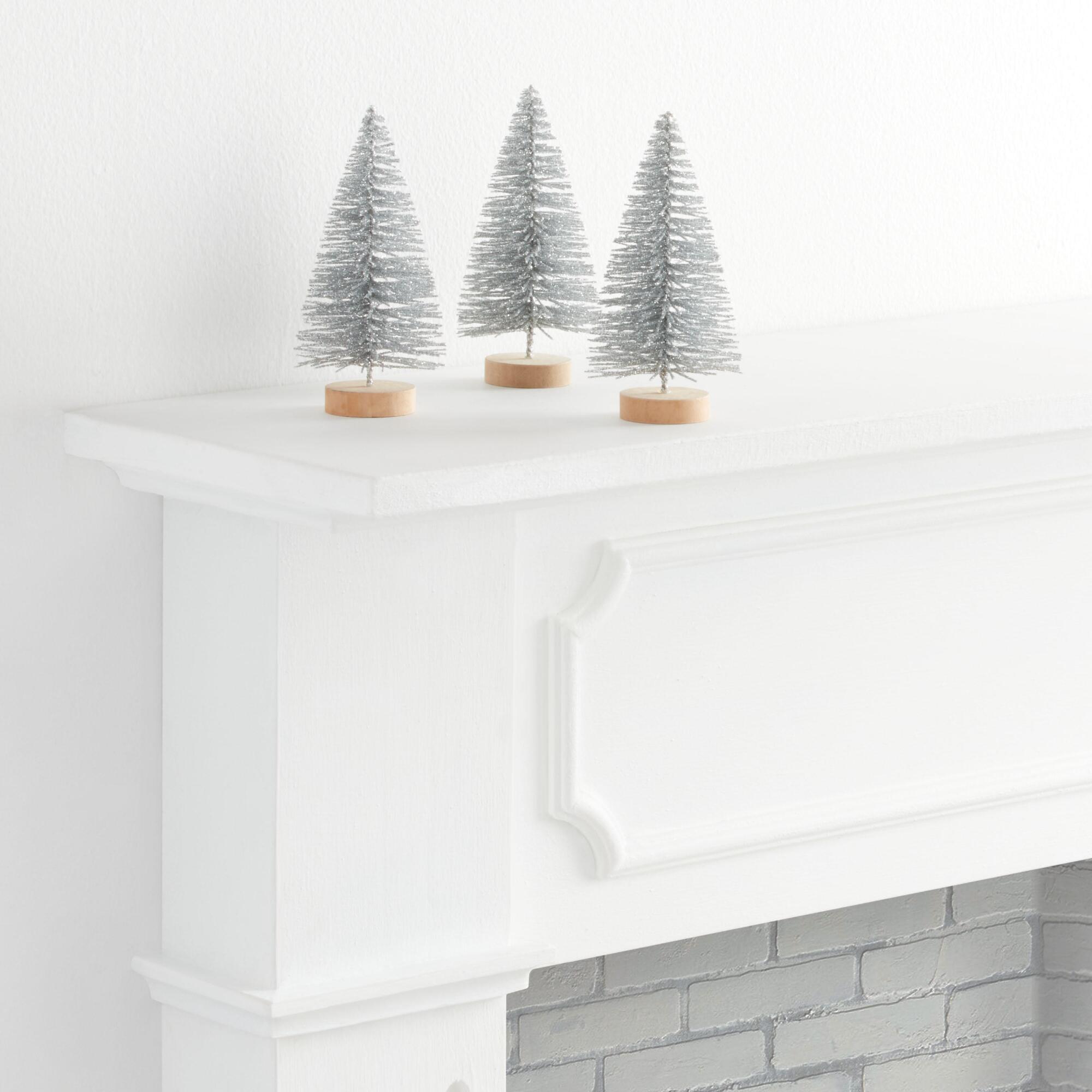 Silver Bottlebrush Tree Decor 3 Pack - Plastic by World Market